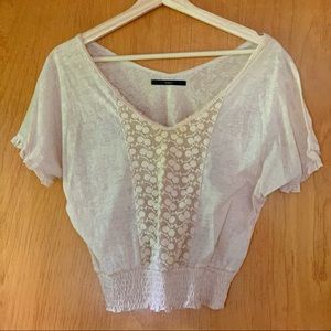 BOGO! Slouchy Embroidered Peach Pink Crop Blouse
